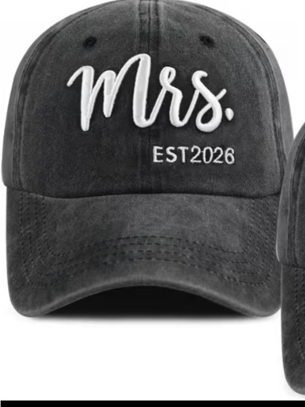 Mrs. Embroidered Baseball Cap - Black